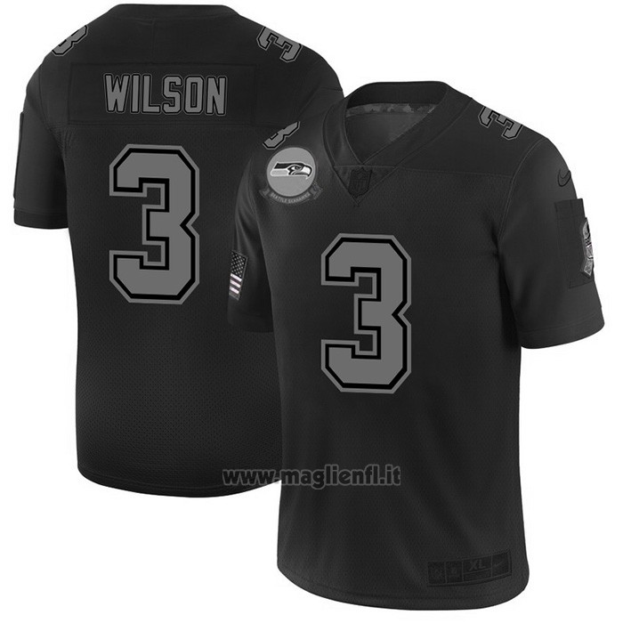 Maglia NFL Limited Seattle Seahawks Wilson 2019 Salute To Service Nero